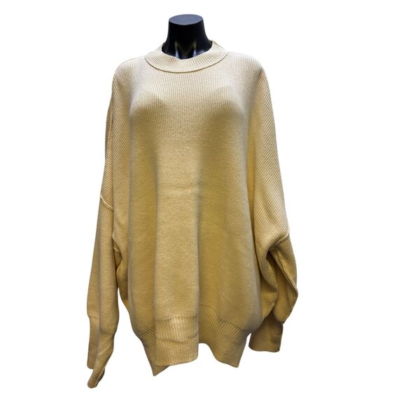NWT Free People Cream Oversized Pullover Sweater L - Picture 1 of 6